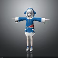 Cute Child In Shark Themed Blue And White Hoodie With Arms Outstretched And Shark Details