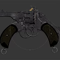 Vintage Revolver With Wooden Grips And Metal Components On Dark Surface