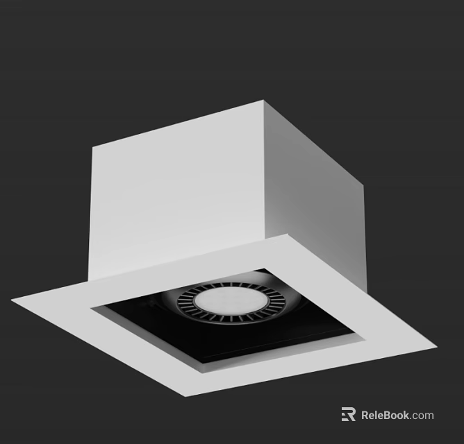 Modern Recessed Downlight Spotlight With Square White Frame And Black Interior Round Head 3d model