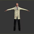 Game Movie Character Elderly Male With Glasses Gray Hair In White Lab Coat Outstretched Arms