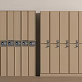 Wooden Lockers Side By Side With Numbered Doors And Secure Locks For Storage 3d model
