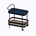Mobile Two Tier Coffee Table With Dark Top Light Wooden Shelf And Metal Frame Handle