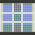 3D Architectural Model With Grid Frame Pink Staircase And Blue Windows
