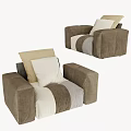 Modern Single Sofa With Brown Beige Gray Patchwork Design And Comfortable Cushions 3d model