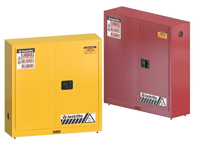 Sure Grip EX Yellow Red Safety Storage Cabinets for Flammable Materials in Industrial Use 3d model