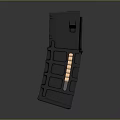 Black Tilted Weapon Magazine With Grid Design On Gray Gradient Background 3d model