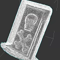 Detailed Carved Stone Tombstone Sculpture With Skull And Crossbones Design