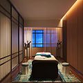 Luxury SPA Sauna Room Interior With Massage Bed Wooden Panels And Soft Lighting