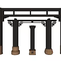 Traditional Style Decorative Pillars With Ornate Carvings And Brass Bases