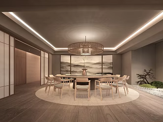 New Chinese-style private room box Chinese dining room living room 3d model