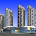 Modern Urban Architectural Rendering With Tall Buildings Central Plaza And Road Layout