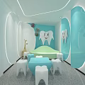 Kid Friendly Children's Dental Clinic With Tooth Decor Giraffe Toy And Green Treatment Bed