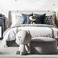 Kids Room Interior Design With Starry Wallpaper Bed Chandelier And Study Desk
