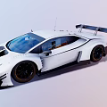 White Racing Car With Aerodynamic Body And Large Rear Wing