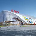 Wanda Plaza Commercial Complex With Modern Architectural Design Glass Curtain Walls And Pedestrian Plaza Area