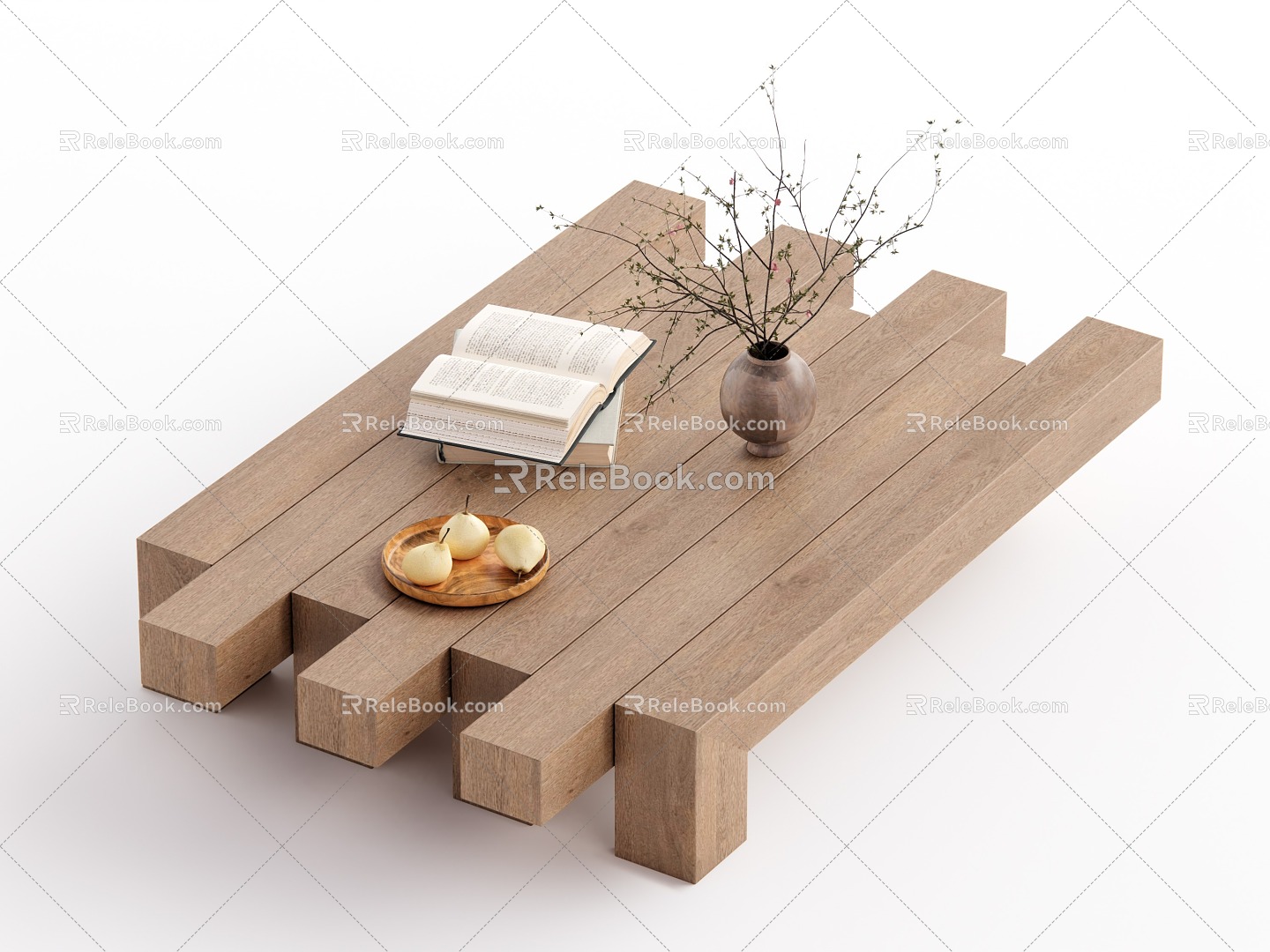 Log Middle Style Coffee Table 3d model