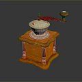 Modern Electronic Coffee Grinder With Wooden Base And Metal Grinding Components