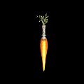 Carrot Shaped Decorative Weapon With Silver Handle And Green Leafy Tops