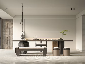 Modern Tea Room Tea Table Combination 3d model