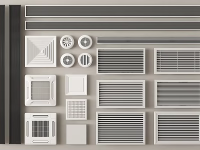 Different Types Of Air Conditioner Vents With Varied Grille Designs And Shapes 3d model