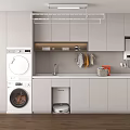 Modern washing machine cabinet washing machine sweeping robot drying area 3d model