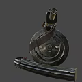 Vintage Submachine Gun With Drum Magazine Leather Strap And Metal Bullets