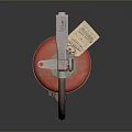 Industrial Red Fire Extinguisher With Metal Handle Hose And Safety Label