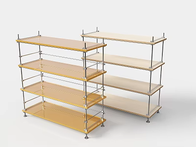 Modern Bookshelves With Wooden Shelves Metal Frame And Multi Tier Design 3d model