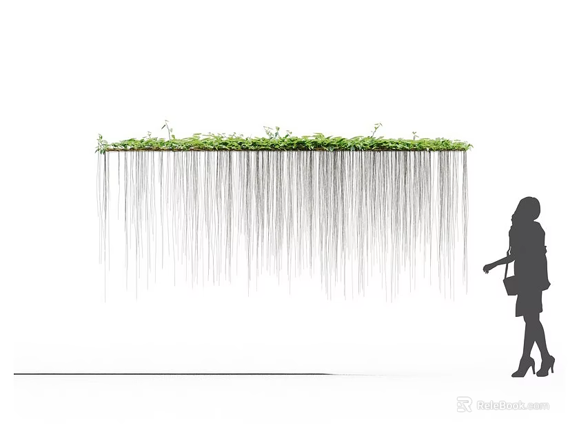 Long Hanging Vines with Green Plants on Top and a Woman Standing Nearby 3d model 