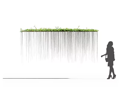 Long Hanging Vines with Green Plants on Top and a Woman Standing Nearby 3d model
