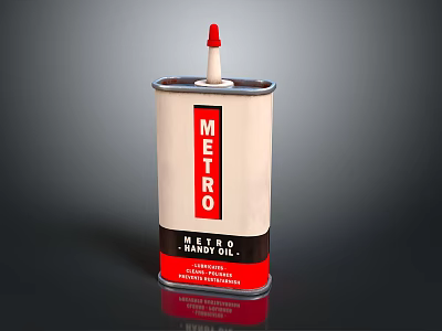 Metro Rubber Cement White Can With Red Cap And Label Design 3d model