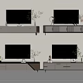 Modern TV Stand Interior Designs With Storage And Decorative Plants 3d model