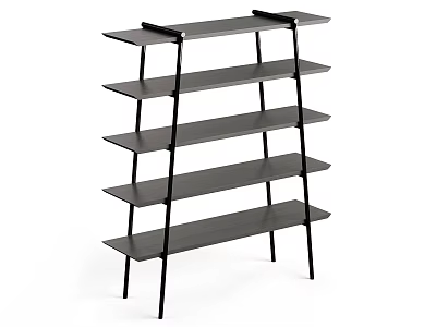 Modern Bookcase With Multiple Open Shelves And Black Metal Frame Design 3d model