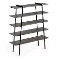 Modern Bookcase With Multiple Open Shelves And Black Metal Frame Design