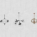 Modern Chandeliers With Various Geometric Designs And Metal Frames Hanging Elements 3d model