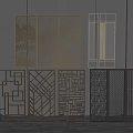 Modern Room Dividers With Metal Frames Geometric Patterns And Various Designs 3d model