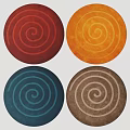 Stylish Round Rugs with Spiral Pattern in Red Orange Blue Brown Tones