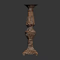 Traditional Wooden Furniture Candle Holder With Carved Multi Tiered Base And Ornate Design