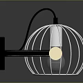 Modern Decorative Wall Lamp With White Wire Cage Black Arm And Golden Knobs Design 3d model