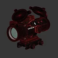 Black Tactical Optical Sight With Flip Up Covers And Mount Base 3d model