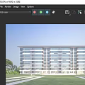Modern Multi Story Residential Building Exterior With Glass Curtain Walls Landscaped Lawns And Blue Sky