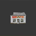 Small Grocery Store Building Exterior With Red Sign Vegetable Fruit Images And Silver Roof