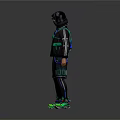 Stylish Character Wearing Black Hoodie Shorts And Green Sneakers With Blue Accents On Gray Background