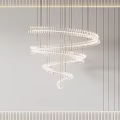 Modern Luxury Spiral Shaped White Chandelier Hanging in Minimalist Interior Space