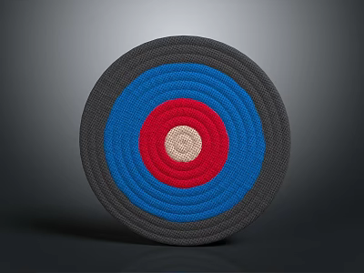 Circular Target With Gray Blue Red And Beige Layers On Dark Background 3d model