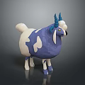 Cute Blue And White Cartoon Sheep With Blue Horns And Plump Body