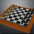 Black and White Checkered Chessboard With Orange Wooden Base And Arranged Chess Pieces