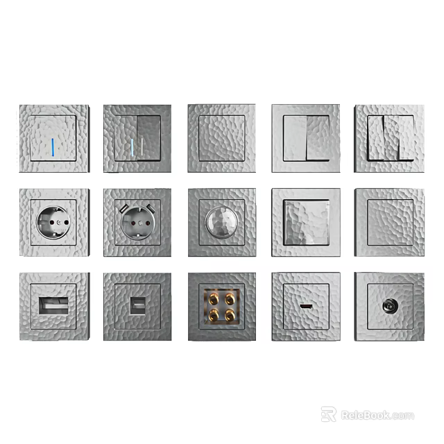 Metallic Textured Switch Panels with Various Designs for Home Interior Use 3d model 