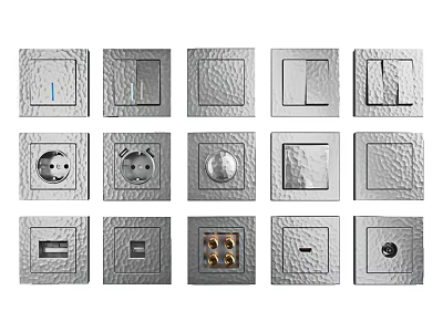 Metallic Textured Switch Panels with Various Designs for Home Interior Use 3d model