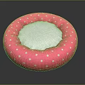 Round Pink Pet Bed With White Polka Dots And Soft Comfortable Center 3d model